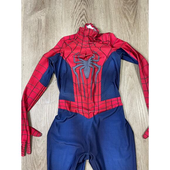 Boys Spider-Man Costume Size Medium‎ Full Bodysuit with Attached Boot Covers - Picture 11 of 12